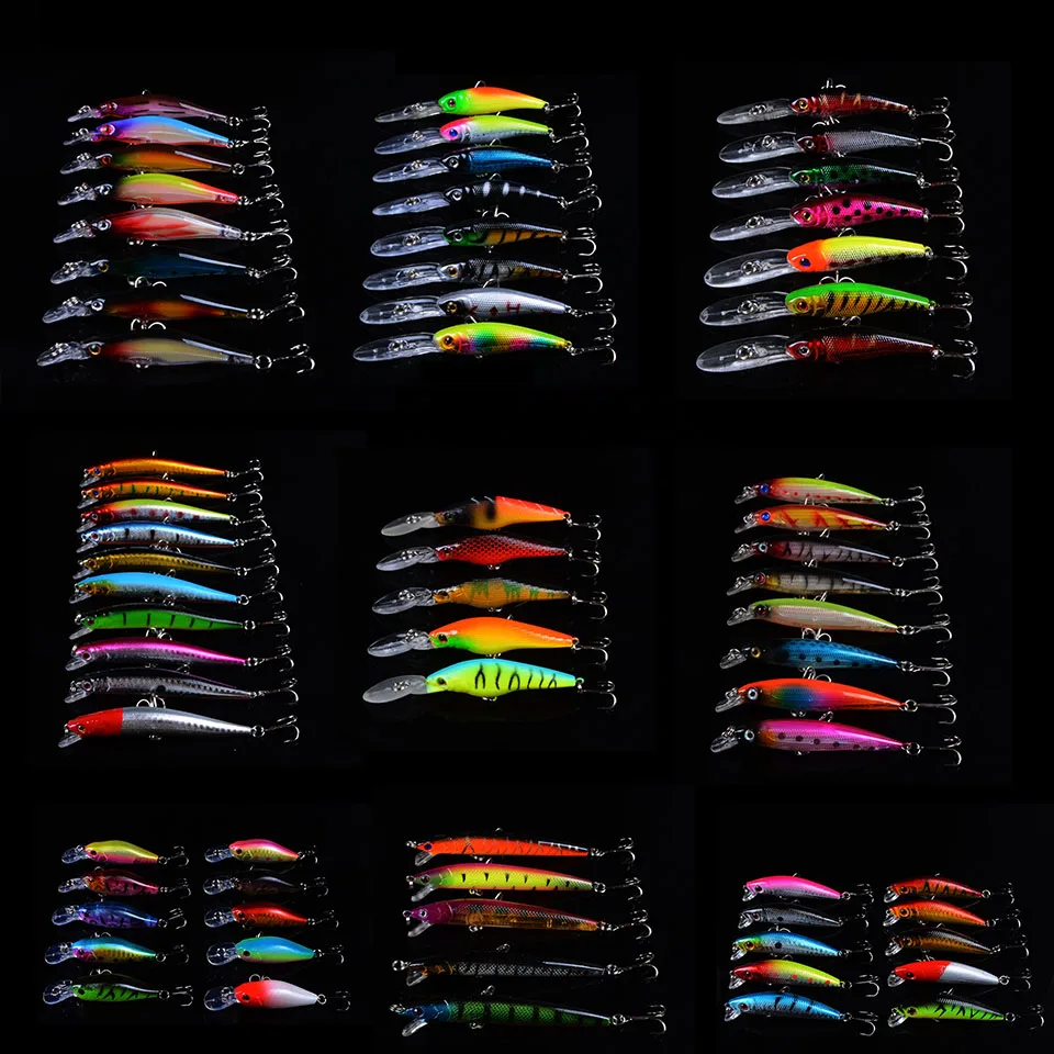 

72pcs Mixed Fishing Lure Set isca artificial fishing kit Minnow Fishing Wobblers 72 colors Crankbait Hard Fishing Tackle