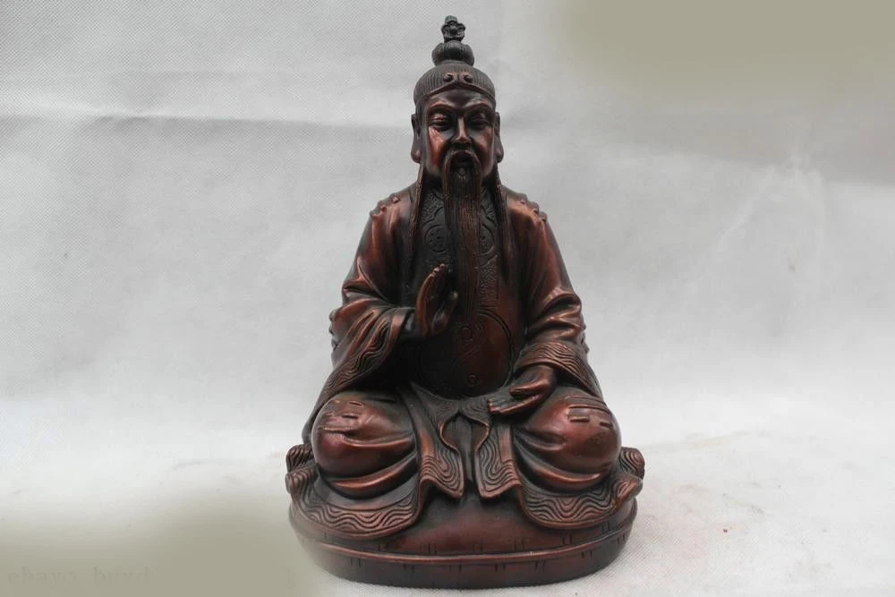 

DS 10"China Chinese Tibet Taoism Folk Bronze Taoist Lao Jun Buddha Statue