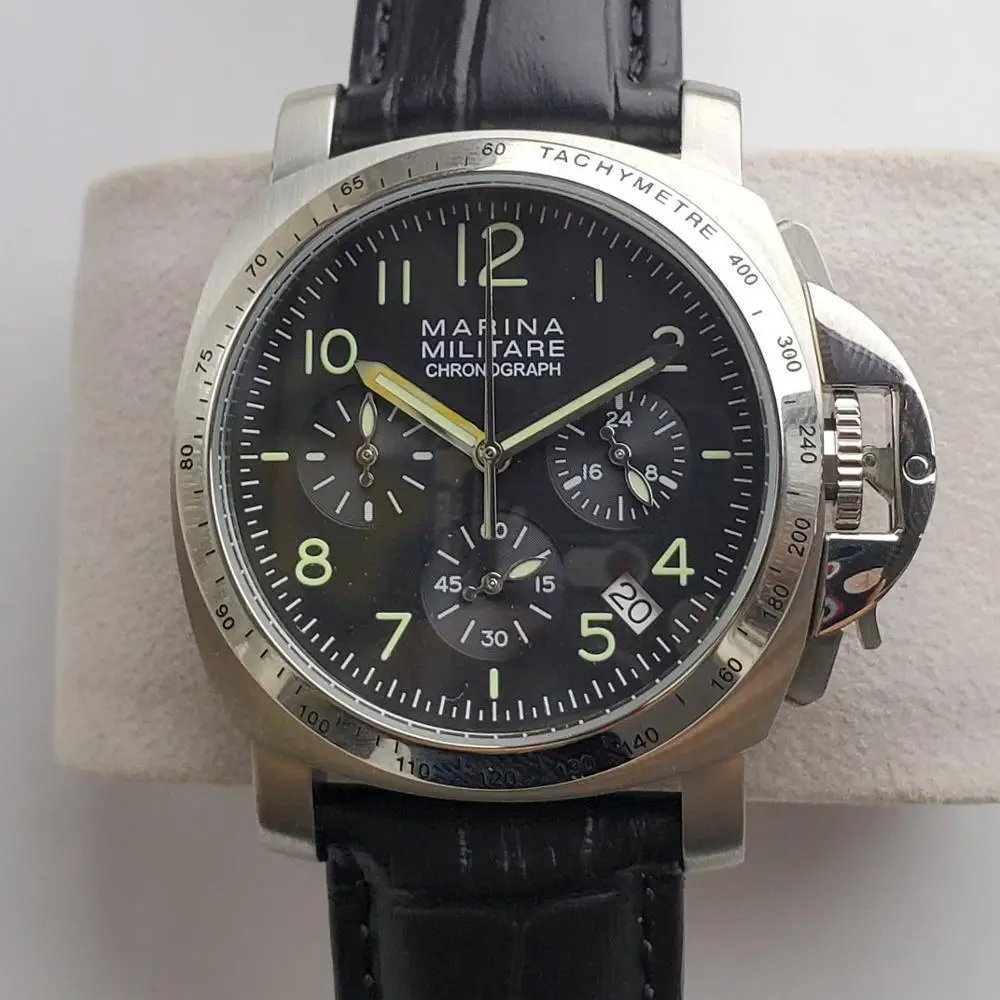 

Chronograph quartz movement 40MM 316L stainless steel case MIYOTA OS20 luminous pointer leather strap