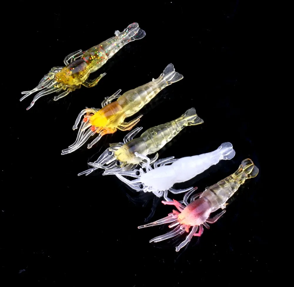 

bionic Soft lure new artificial Luminous Prawn Shrimp Fishing lure 1pc 45mm small Floating good crank Bait different colour