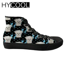 HYCOOL; спортивные женские кроссовки с милыми собаками; Мальтийская прогулочная обувь для женщин; удобная парусиновая спортивная обувь с высоким берцем