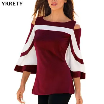 

YRRETY Plus Size Shirts Women Tops Tee Shirt Femme Camisetas Mujer 2019 Off Shoulder Cotton Women Blouses Summer Tops S-XXXL