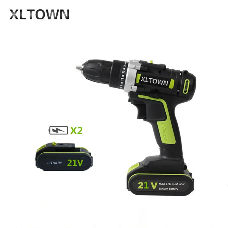 

XLTOWN 21V Electric Drill with 2 battery 2000mA Large Capacity Lithium Battery Electric Screwdriver Household Electric Drill