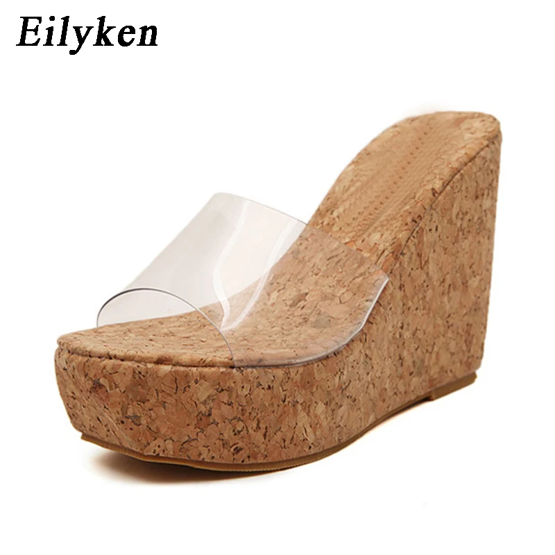Eilyken 2020 New Summer Transparent Platform Wedges Sandals Women Fashion High Heels Female Summer Shoes Size 34-40