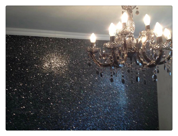 Buy (50 Meter per roll )laser wallpaper Black Iris Glitter Wall Covering 3D