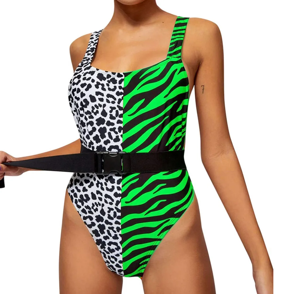 2019 women's swimsuit leopard stitching beach bikini set summer sexy swimsuit push up comfortable bikinis mujer brasile a 40 (2)