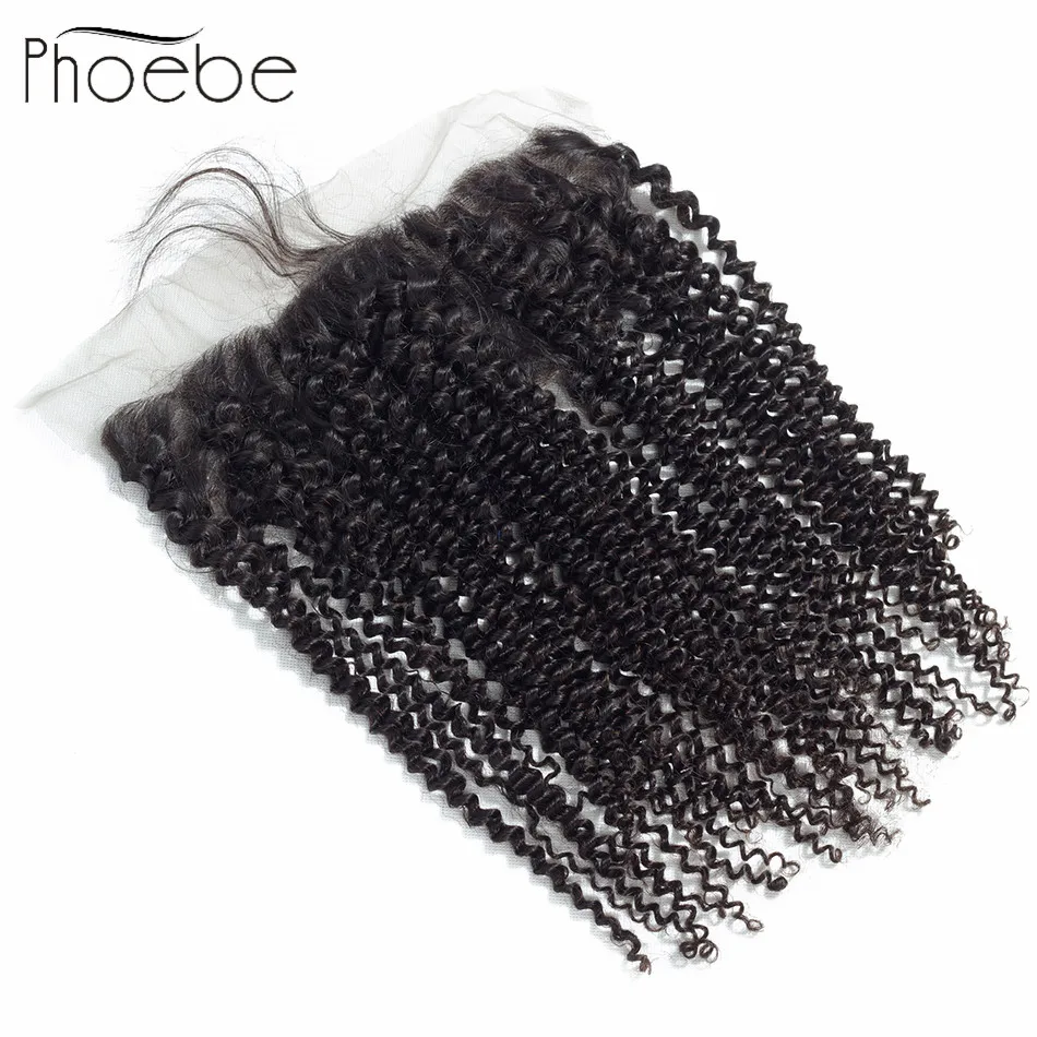 Phoebe волос предварительно цветной синтетический Frontal шнурка синтетическое закрытие волос 13X4 с ребенком волос перуанские вьющиеся волосы