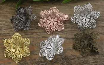 

40mm Flower Barrettes Hair Bobby Pin clip with Claw Tray,Bronze/Gold/Silver/Black Hairpin DIY Jewelry Accessories 100pcs
