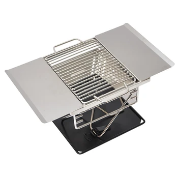 

LBER Stainless Steel Bbq Charcoal Grill Outdoor Camping Folding Portable Cooking Stove Household Barbecue Tools