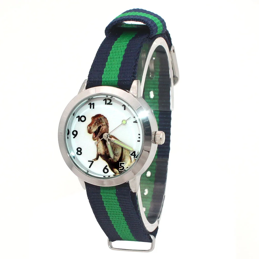 Children Watches High Quality Colorful Kids Children Boy Girl Fabric Nylon Strap Dinosaur Cartoon Watches Student Wristwatch цена и фото