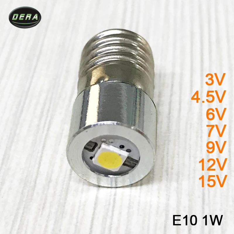 Высокая яркость E10 1 Вт 3v 3,7 v(3,4-4,2 v) 4,5 v 6v 7,5 v 9v 12v 15v светодиодный фонарик лампы с светодиодный фонарик лампы