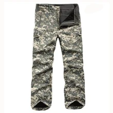Снаряжение тактические водонепроницаемые Мягкие штаны мужские ветрозащитные теплые камуфляжные флисовые военные брюки Акула кожа армейские охотничьи камуфляжные штаны