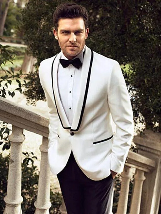 Custom Made Handsome Groom Tuxedos Shawl Lapel Men's Suit Two Buttons ...