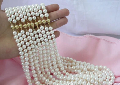 

0001865 10 pieces 24" 9-10mm round white freshwater pearl necklace