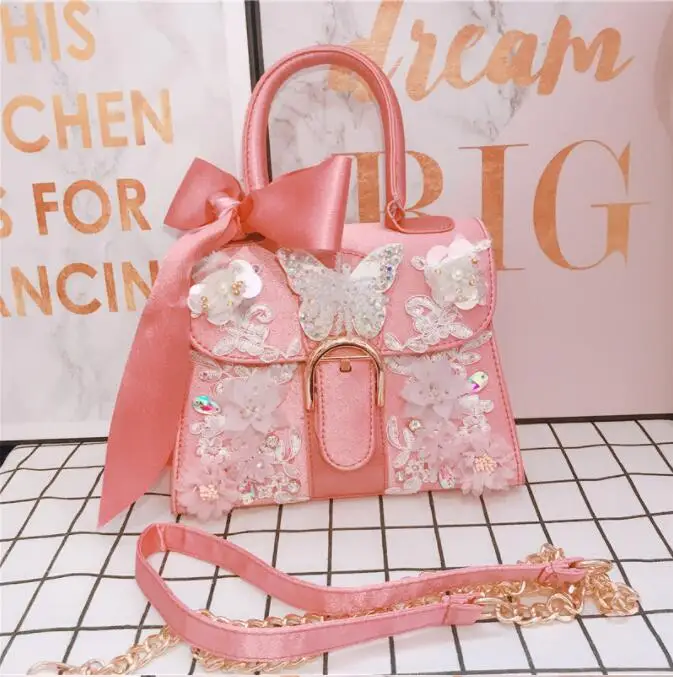 

Original design new high-grade satin hand bag Xianmei lace sequin three-dimensional flower one shoulder ins crossbody bag