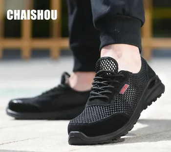 

Large mesh New exhibition breathable safety shoes men Lightweight summer anti-smashing piercing work sandals 37-45 sneakers C542