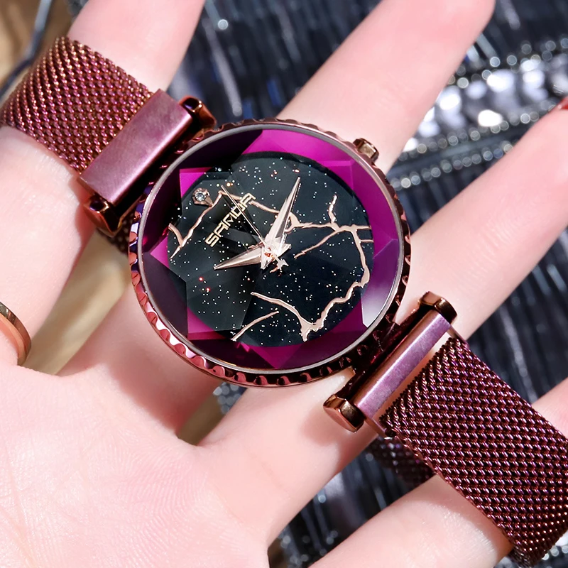 

2018 Luxury Brand lady Crystal Watch Magnet buckle Women Dress Watch Fashion Quartz Watch Female Stainless Steel Wristwatches