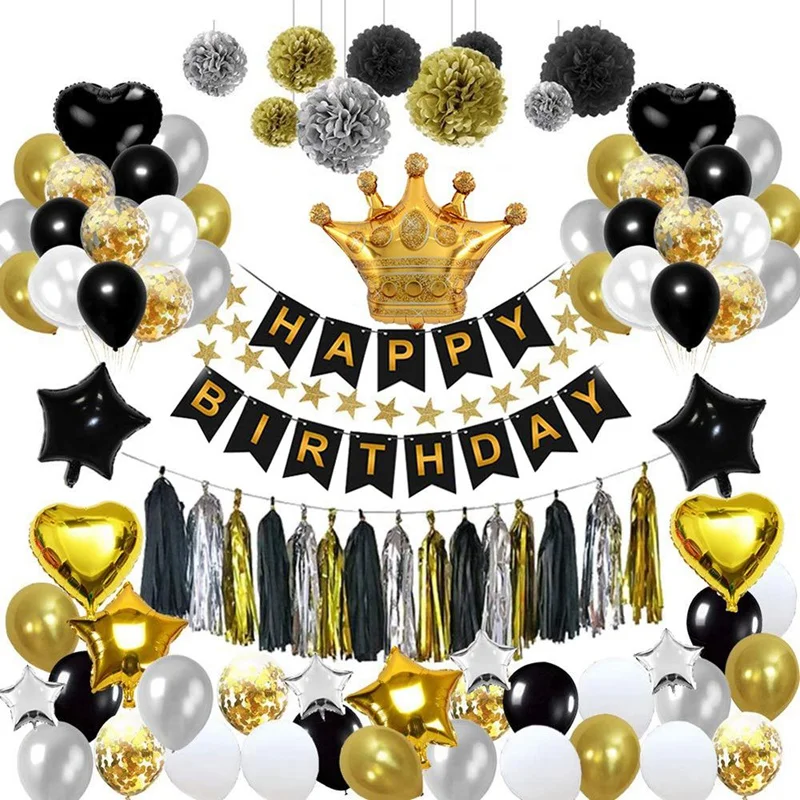 

Party Decorations,Birthday Party Decorations With Happy Birthday Banner Confetti Latex Balloons Birthday Decorations