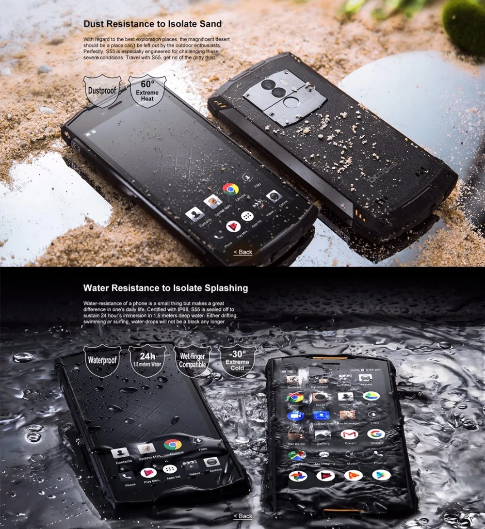 DOOGEE S55 Водонепроницаемый смартфон 4 Гб Оперативная память 64 Встроенная 5500 мА/ч