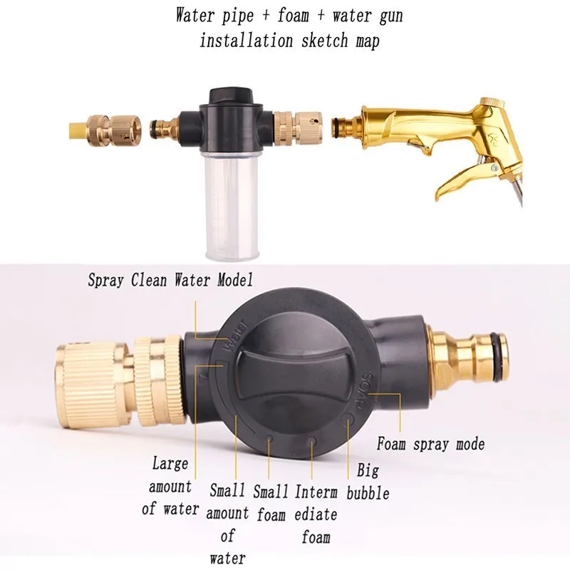 Высокое давление мощный Омыватель пены медный водяной пистолет с длинным соплом распылитель прочный мощный инструмент для сада водоструйный Набор для полива
