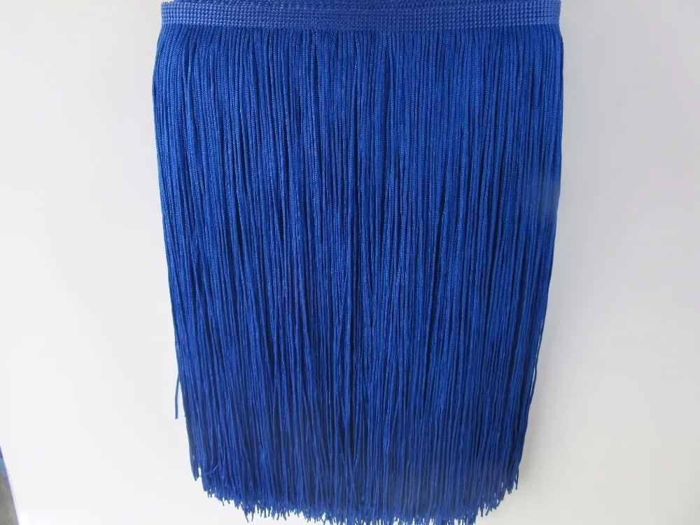 1 ярд 30 см длинные кружева бахрома отделка полиэстер кисточка бахрома отделка для Diy латинское платье сценическая одежда аксессуары кружевная лента - Цвет: Royal blue