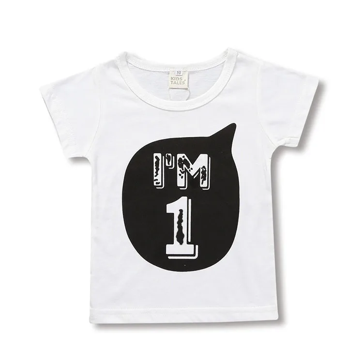 Футболки для мальчиков на день рождения от 1 до 6 лет Детские футболки для девочек с принтом в виде цифр, хлопок, одежда для малышей футболки для мальчиков летняя одежда