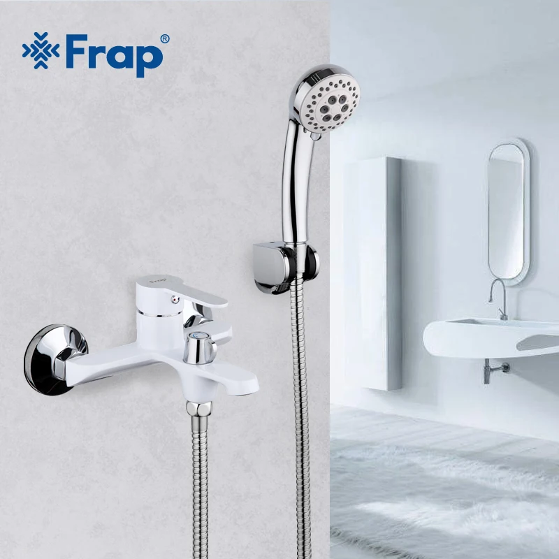 Preise FRAP Weiß Badezimmer Halterung Wasserfall Toilette Bad Dusche Armaturen Set Wand Montiert Badewanne Kalt und Warmwasser Mischer F3241