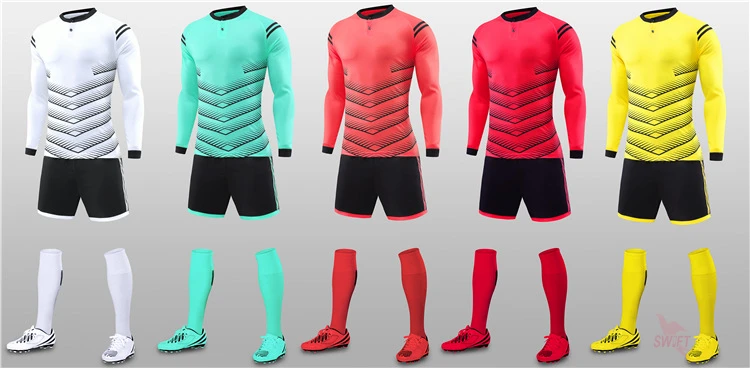 Новые футбольные комплекты с длинным рукавом и принтом на заказ для мужчин и мальчиков, детские футбольные майки, комплект, командные спортивные тренировочные костюмы, форма вратаря