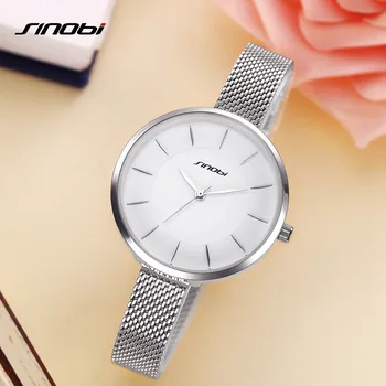 

reloj mujer Women Elegant Wristwatch Sinobi Woman Stainless Steel Mesh Dress Ladies Watches Waterproof saat relogio feminino 19
