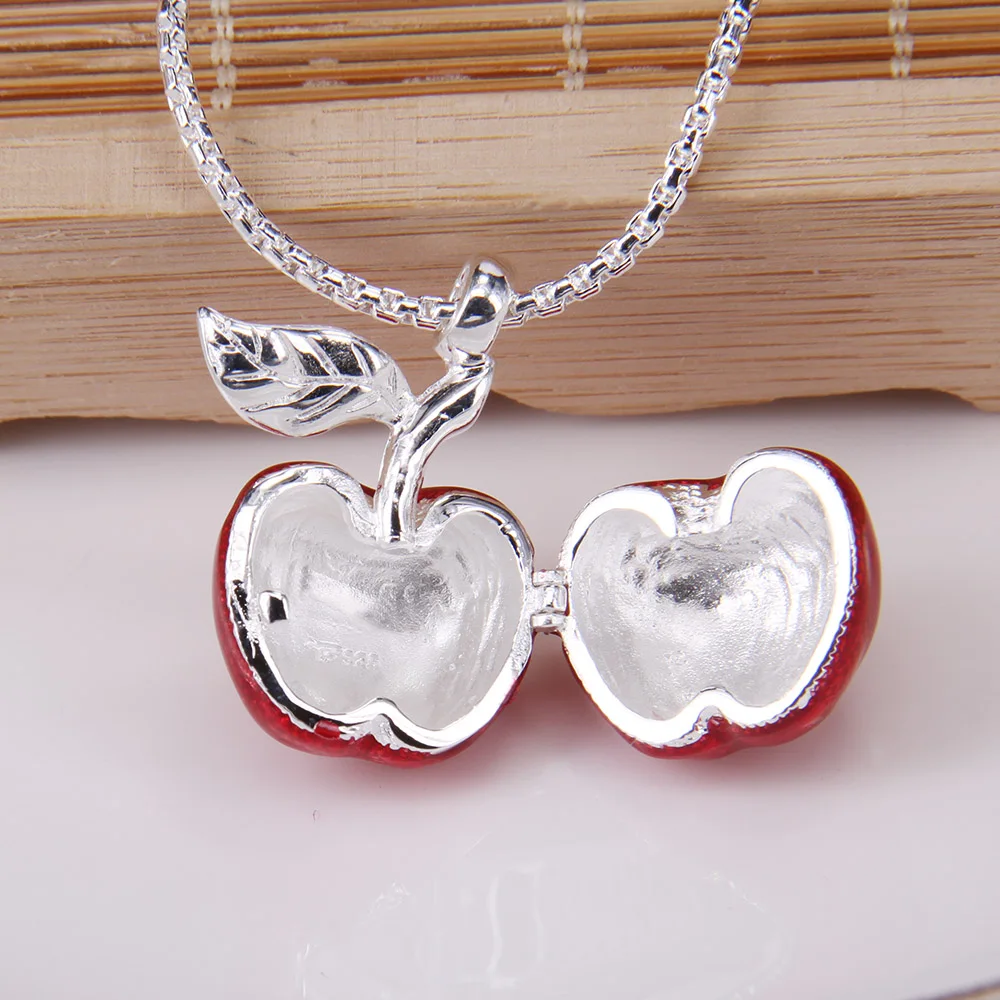 Ожерелье с подвеской в виде красного яблока красной эмалью|necklace fashion|necklace