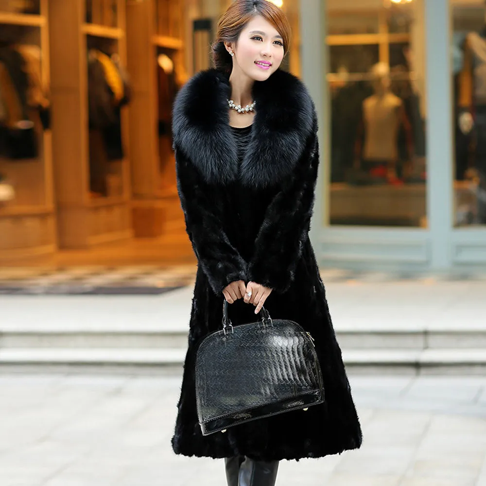 

New Style Womens Winter Parka Women Fahion Warm Faux Fur Long Coat Jacket Natural Color Faux Fur Plus Size Causl Parka Outwear