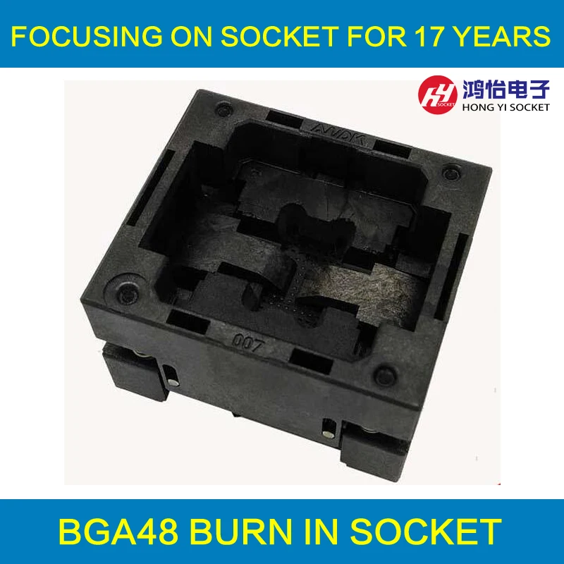 

BGA48-0.8 OPEN TOP Burn in socket pin pitch 0.8mm IC size 6*11mm BGA48(6*11)-0.8-TP01/50N BGA48 VFBGA48 burn in socket