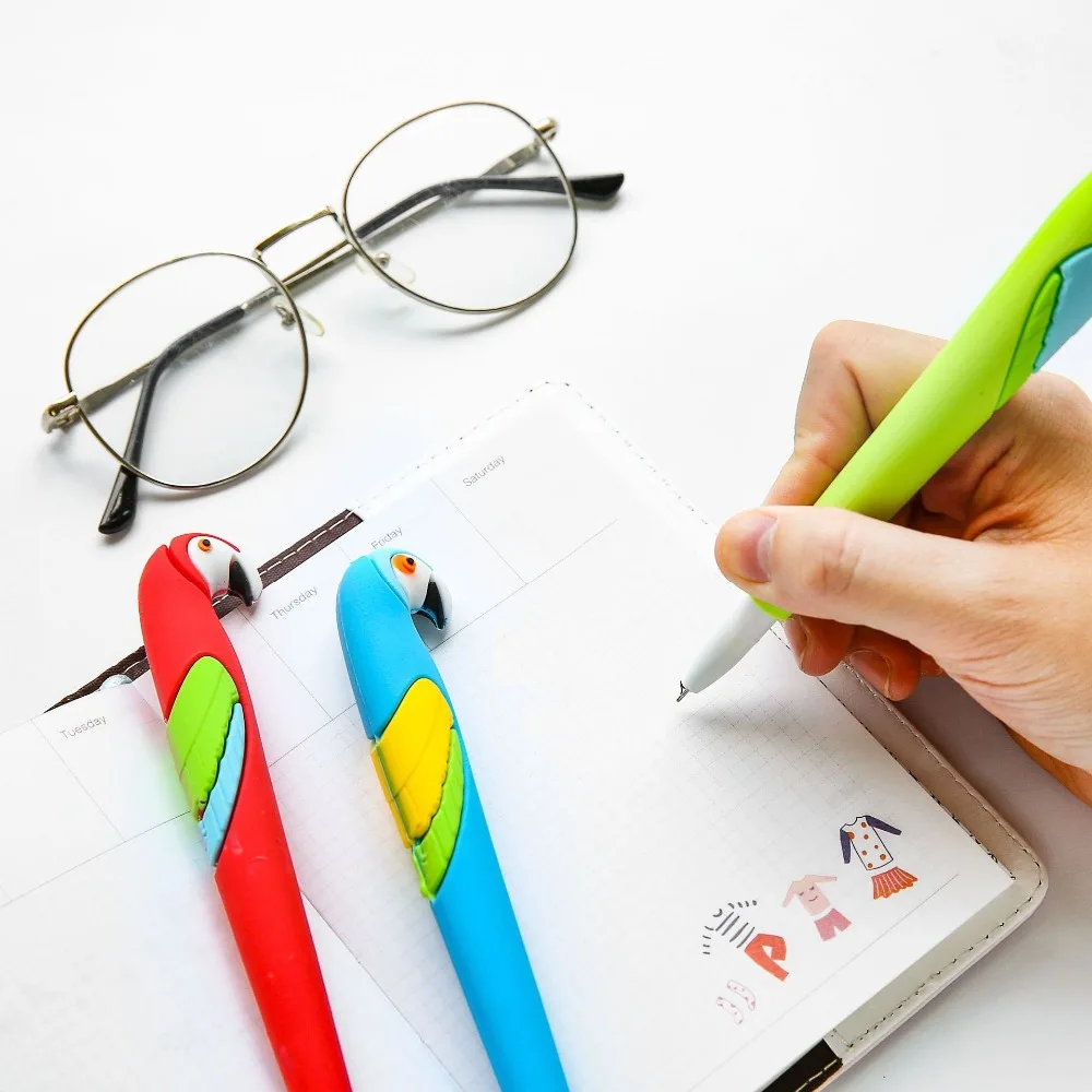 

12 pcs/Lot Color birds Parrot pen 0.5mm Blue ink gel pens Table decoration Stationery Office accessories School supplies F217