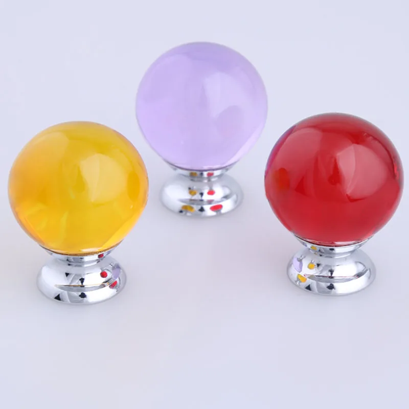 30mm glass ball drawer tv table shoe knobs pulls brown purple