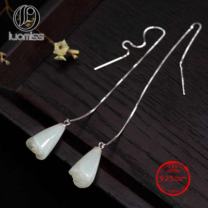 

S925 sterling silver vintage inset ear line Korean version 100 girls pure silver earrings wholesale.
