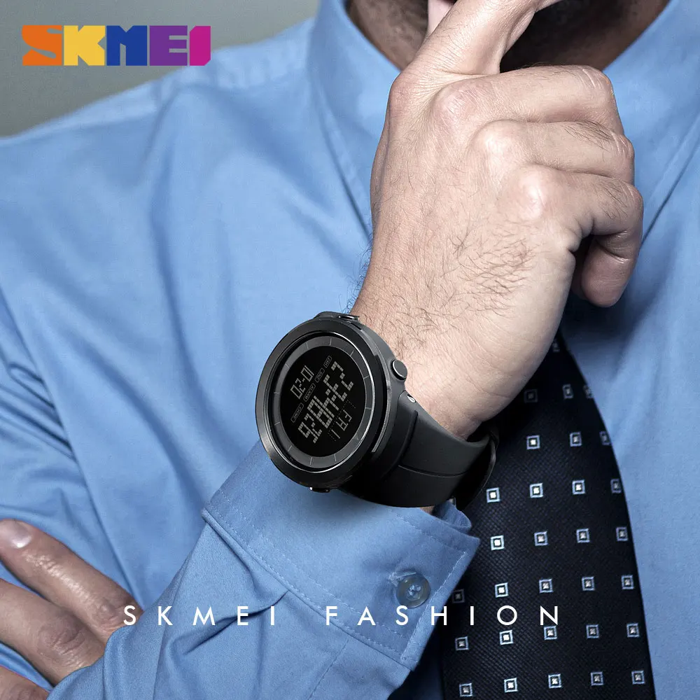 Najtaniej SKMEI mężczyźni zegarek sportowy danych wielofunkcyjne do biegania stoper cyfrowy Alarm zegarek zegar podwójne odliczanie Relogio Masculino