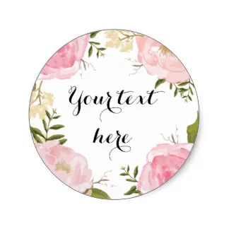 

3.8m Modern Vintage Pink Floral Wedding Blank Classic Round Sticker