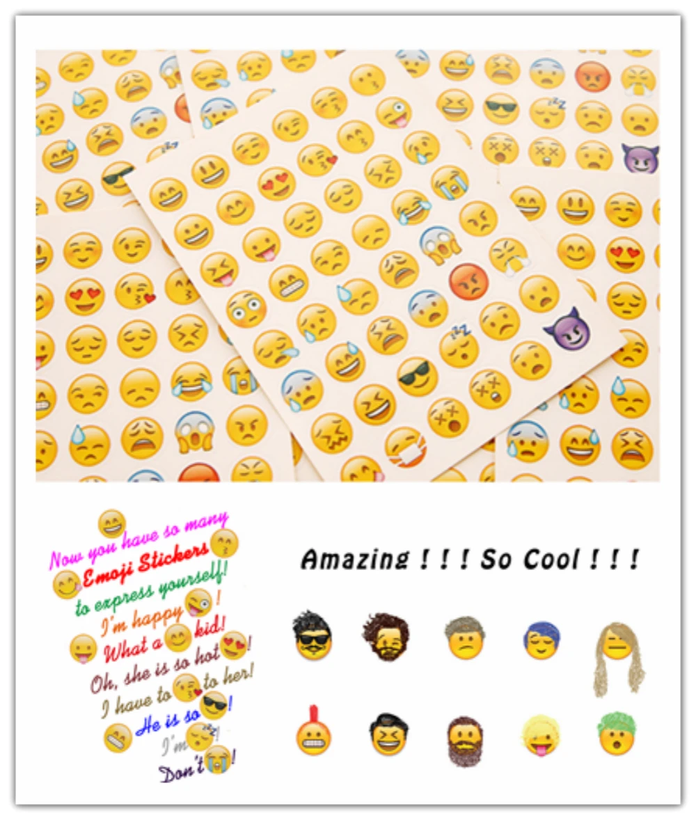 

2018 Emoji Emoticons Stickers Cartoon Sheet Adesivos Scrapbooks Scrapbooking Albums Wall Nail Sticker Educational Toys 10Pcs