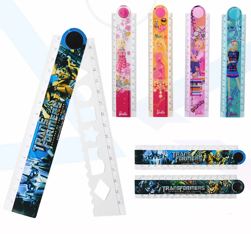 

Pupils Use Folding Rule Transformers Multifunctional Cartoon Straight Rule 30cm Barbie Wave Rule