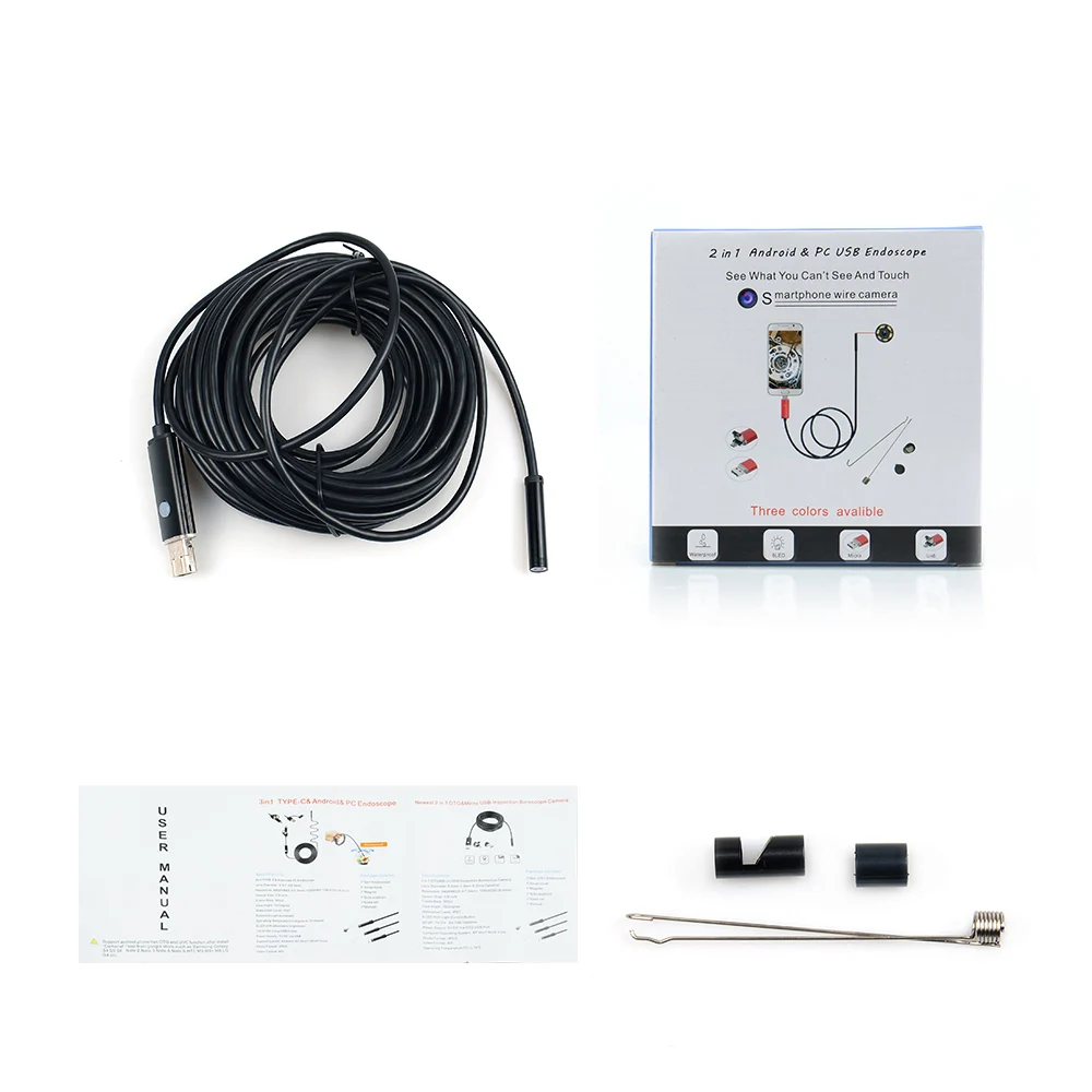 

Newest 2 in 1 USB Endoscope Camera 7MM 2M IP67 Waterproof Snake Camera With 6 Led for Windows PC Android Endoscope