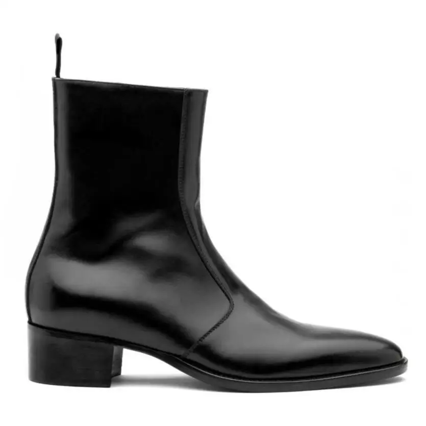 FR. LANCELOT/ Роскошные брендовые черные модные мужские ботинки в британском стиле из натуральной кожи с острым носком и молнией сбоку; mujer bota; мужская обувь с блестками