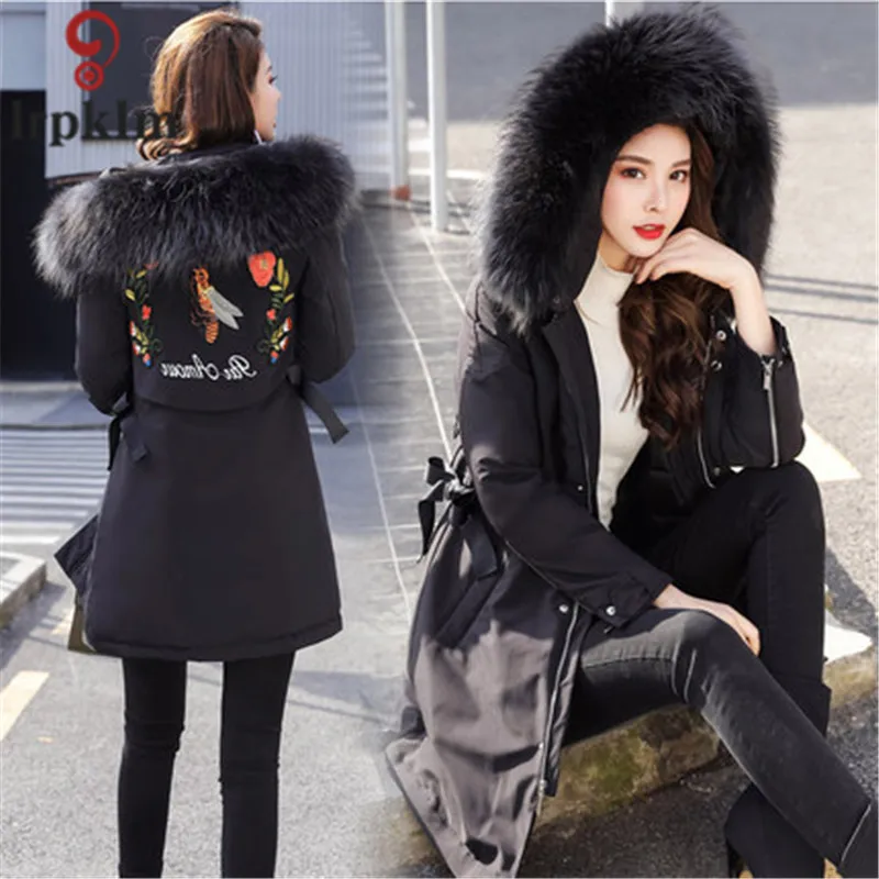 Parka Women Jackets Winter Long Hooded Women Winter Coat Korean Style Adjustable Waist 2018 New Parkas Female LZ980 (6)