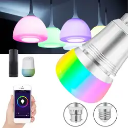 8 W E27 B22 подсветка умного Wi-Fi лампочка с регулируемой яркостью RGB светодиодные лампы для Alexa Google Home AC85-265V светодиодный прожектор настольная