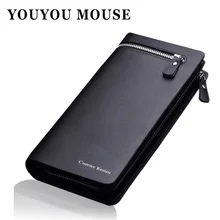 Chaude!! mode Hommes Marque Design En Cuir Portefeuilles D’affaires Longue Fermeture Éclair Bourse Honorable Pièce D’embrayage Sac Dans Le Sac