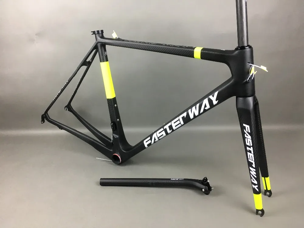 Sale classic design FASTERWAY PRO full black with no logo carbon road bike frameset:carbon Frame+Seatpost+Fork+Clamp+Headset,free ems 58