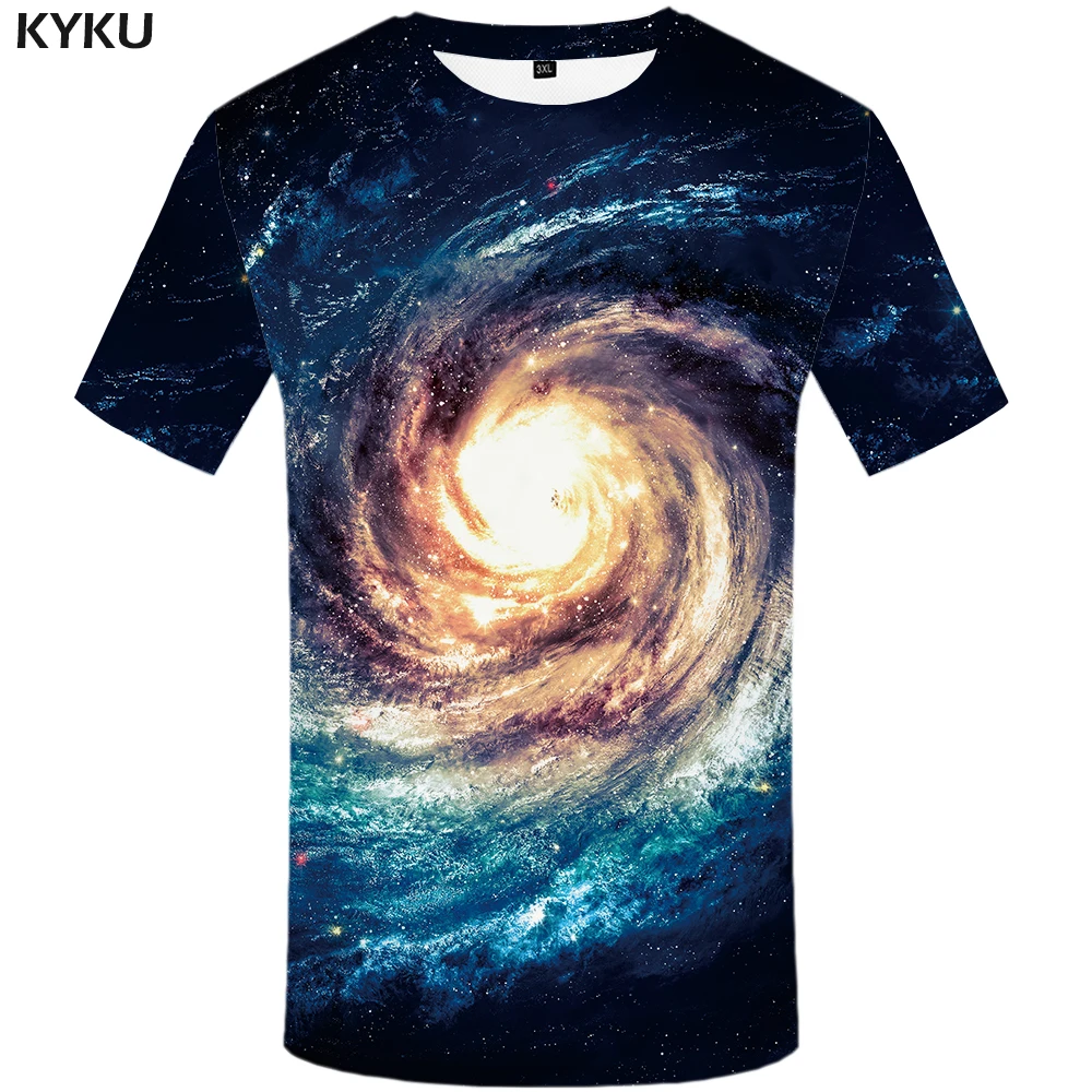 Kyku الفضاء غالاكسي تي شيرت الرجال القمصان أنيمي الملابس سديم 3d t-shirt الشرير الصخرة شيرت ياقة الرجال الملابس 2018 الصيف قمم