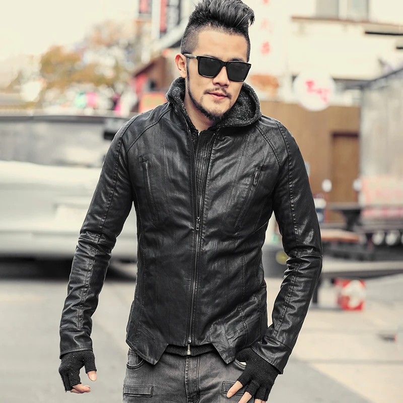 Winter New European Style Men's Short Sheepskin Genuine Leathe Jacket ...