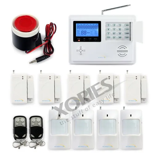 

HOMSECUR GSM/PSTN SMS Telephone Alarm System PIR Motion Door Sensor Remote Control
