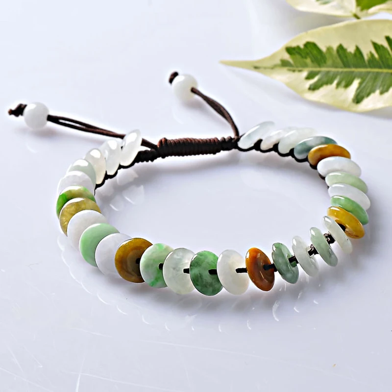 

KYSZDL Natural Myanmar Emerald A cargo safely buckle color hand-woven bracelet ladies fashion jade jewelry gift