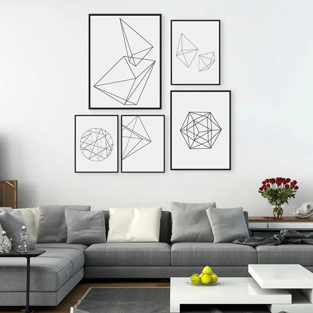 Nordic Minimalist Black White Geometric Shape Art Prints Poster Nordic Minimalist Black White Geometric Shape Art Prints Poster Abstract Wall Picture Canvas Painting Home Decor